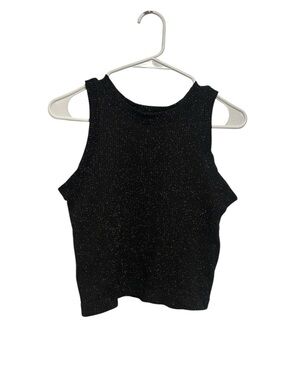 Black Sparkle High-Neck Crop Tank XL/XXL
